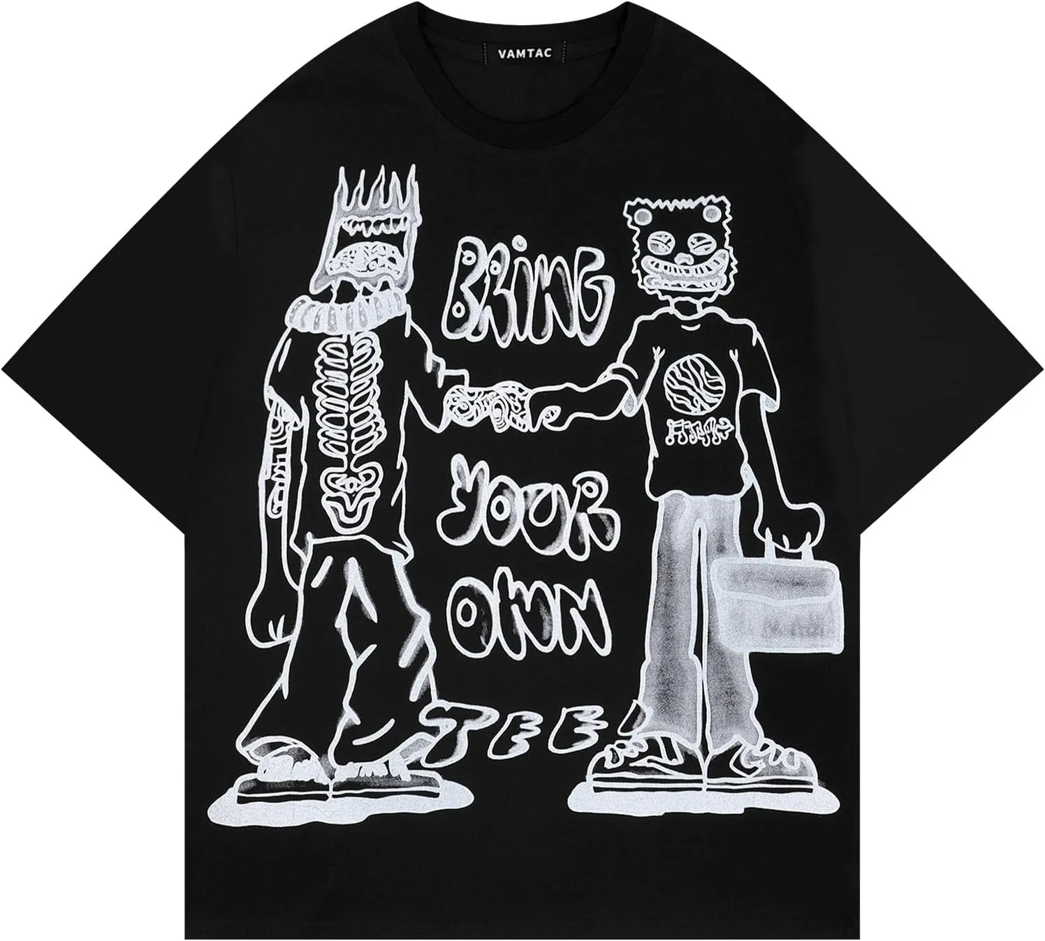 Vamtac Cartoon Graphic Tees for Men Y2k Oversized Tshirts Summer Tops Casual Short Sleeves Unisex Streetwear