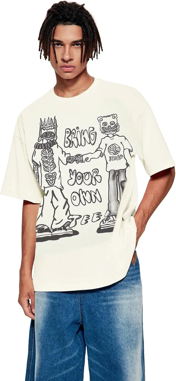 Vamtac Cartoon Graphic Tees for Men Y2k Oversized Tshirts Summer Tops Casual Short Sleeves Unisex Streetwear