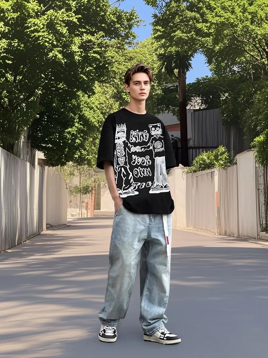 Vamtac Cartoon Graphic Tees for Men Y2k Oversized Tshirts Summer Tops Casual Short Sleeves Unisex Streetwear