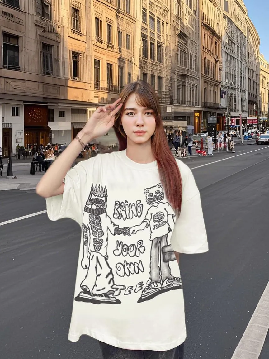 Vamtac Cartoon Graphic Tees for Men Y2k Oversized Tshirts Summer Tops Casual Short Sleeves Unisex Streetwear