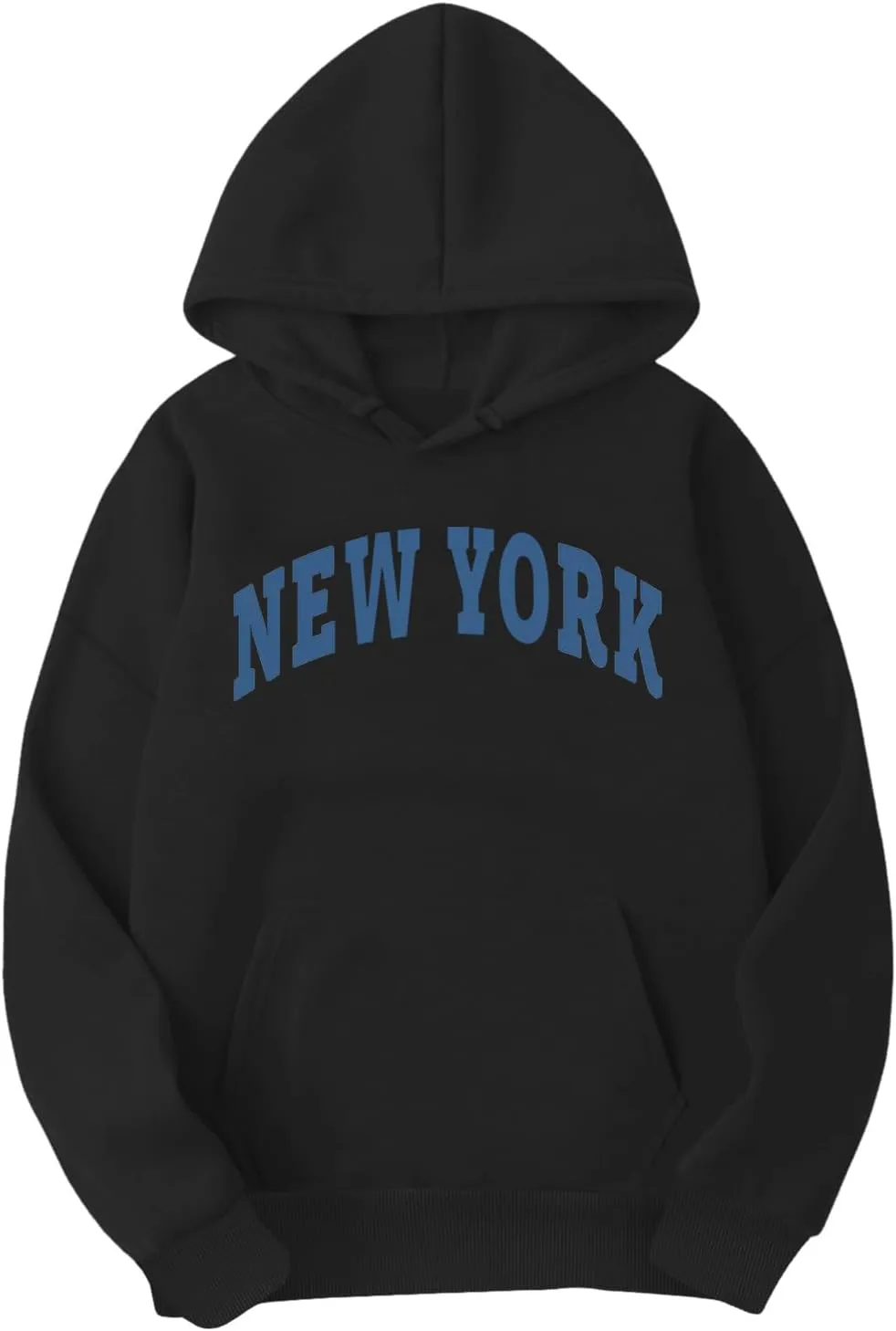 Wankang New York Hoodies for Men Crew Neck Sweatshirts Letter Graphic Hoodie Relaxed Fit Long Sleeve Pullover Tops