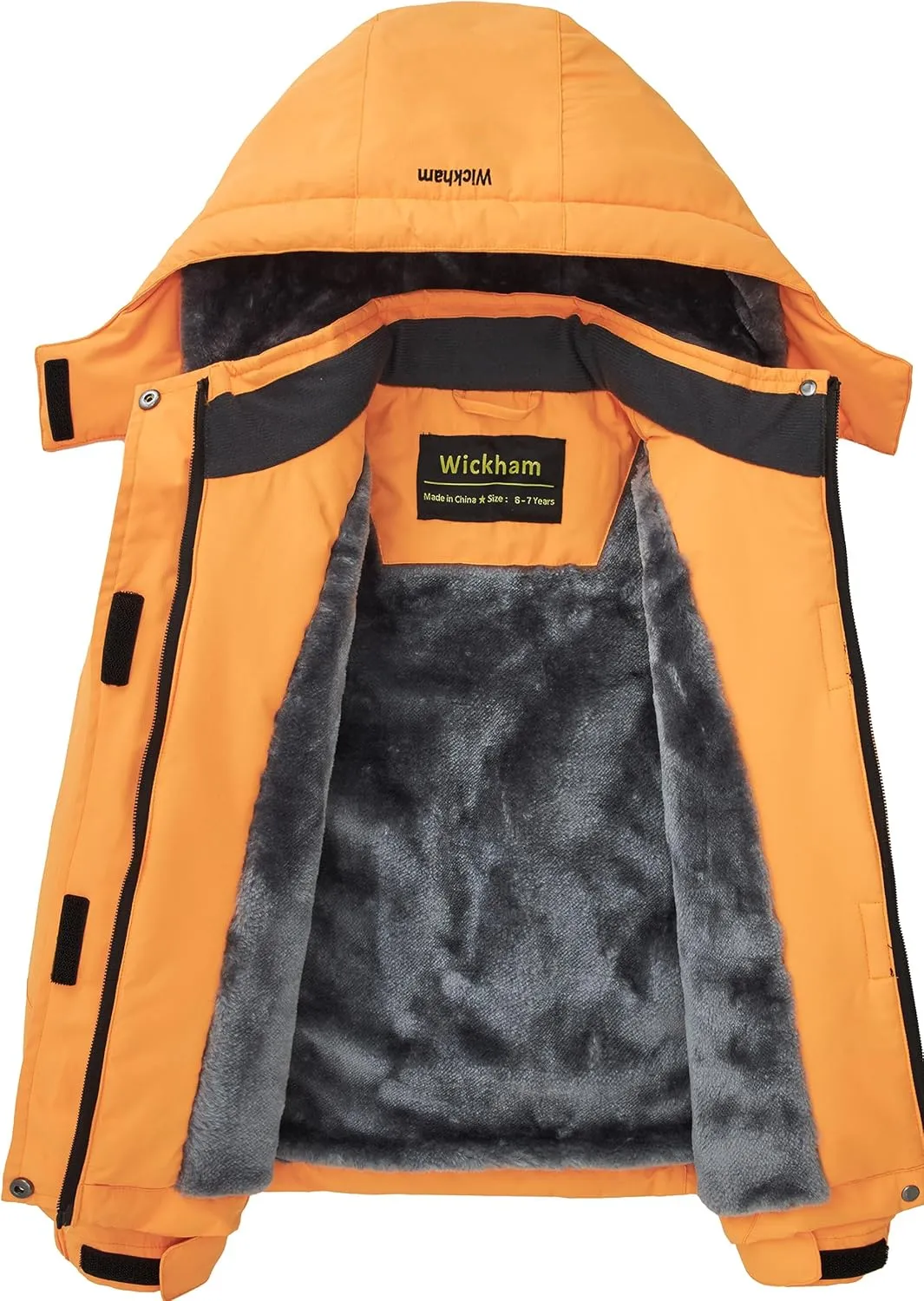 WICKHAM Girl's Waterproof Ski Jacket Winter Warm Fleece Lined Snow Windproof Jackets Removable Hood Ski Coat for Kids