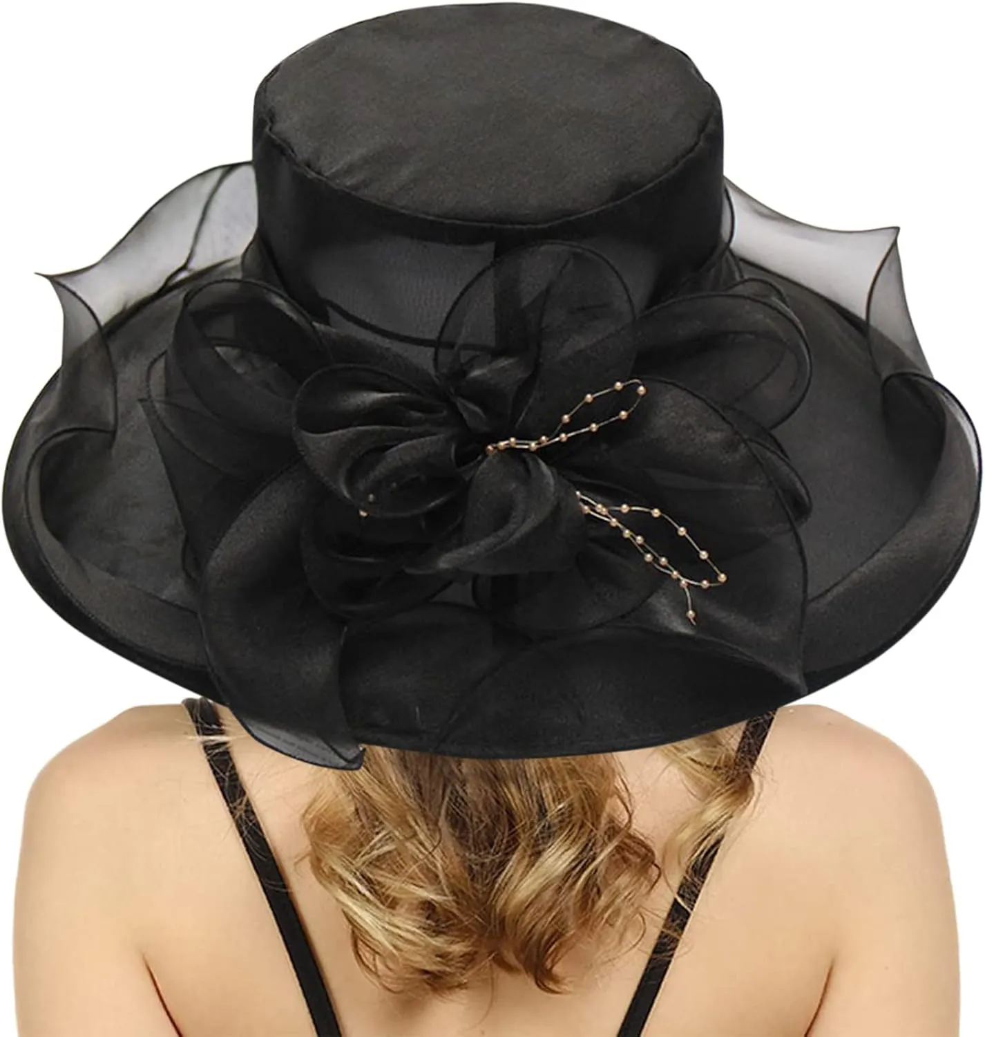 Wide Brim Sun Visor Hat for Womens Summer Dress Hat Wide Leaf Flower Bridal Shower Hat Sun Hats Beach Hat