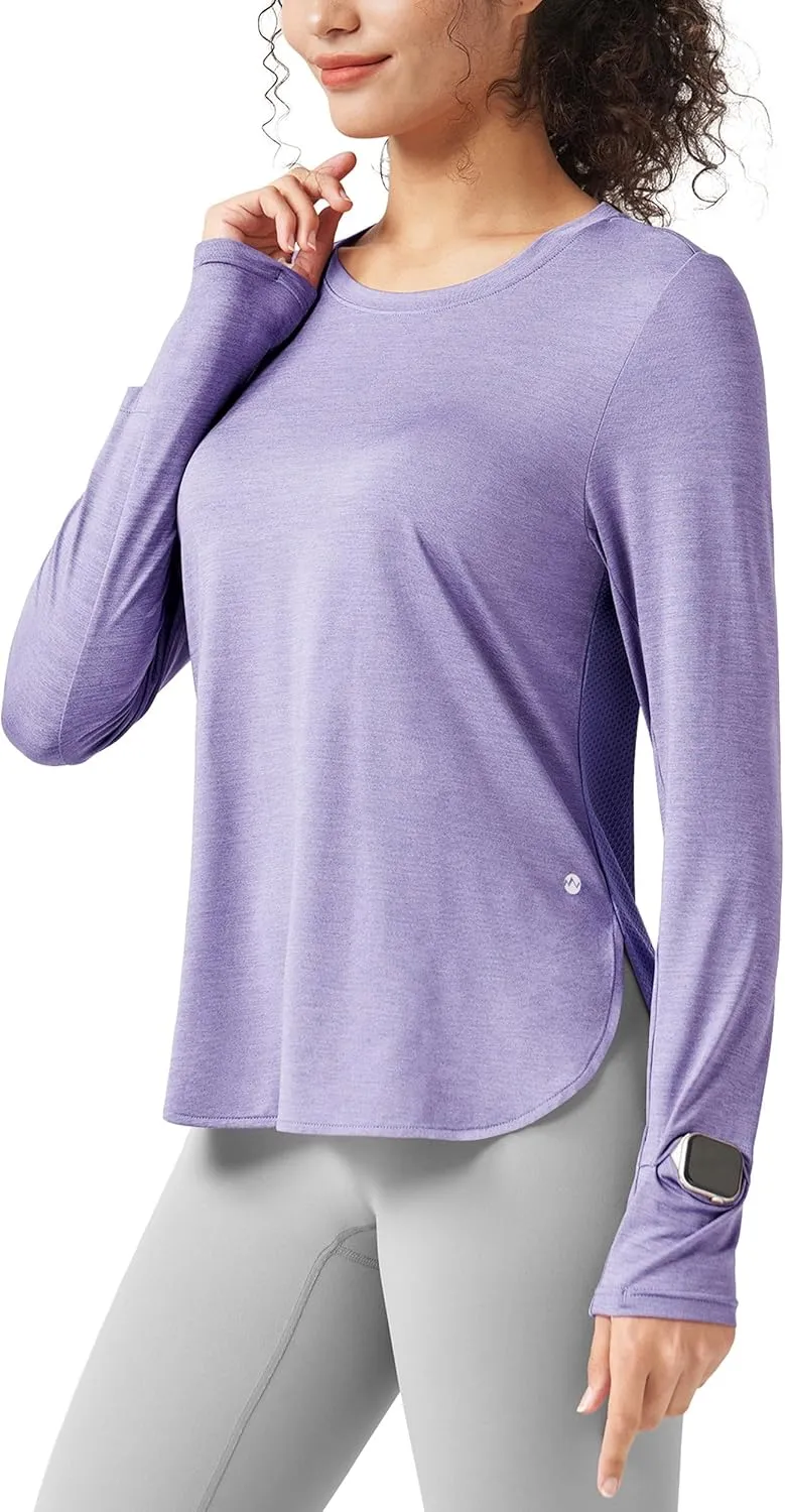 Willit Women's Long Sleeve Workout Tops Running Athletic Quick Dry Shirts Lightweight Yoga Gym T-Shirts UPF 50 