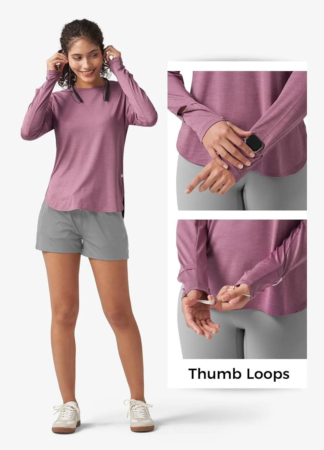 Willit Women's Long Sleeve Workout Tops Running Athletic Quick Dry Shirts Lightweight Yoga Gym T-Shirts UPF 50 