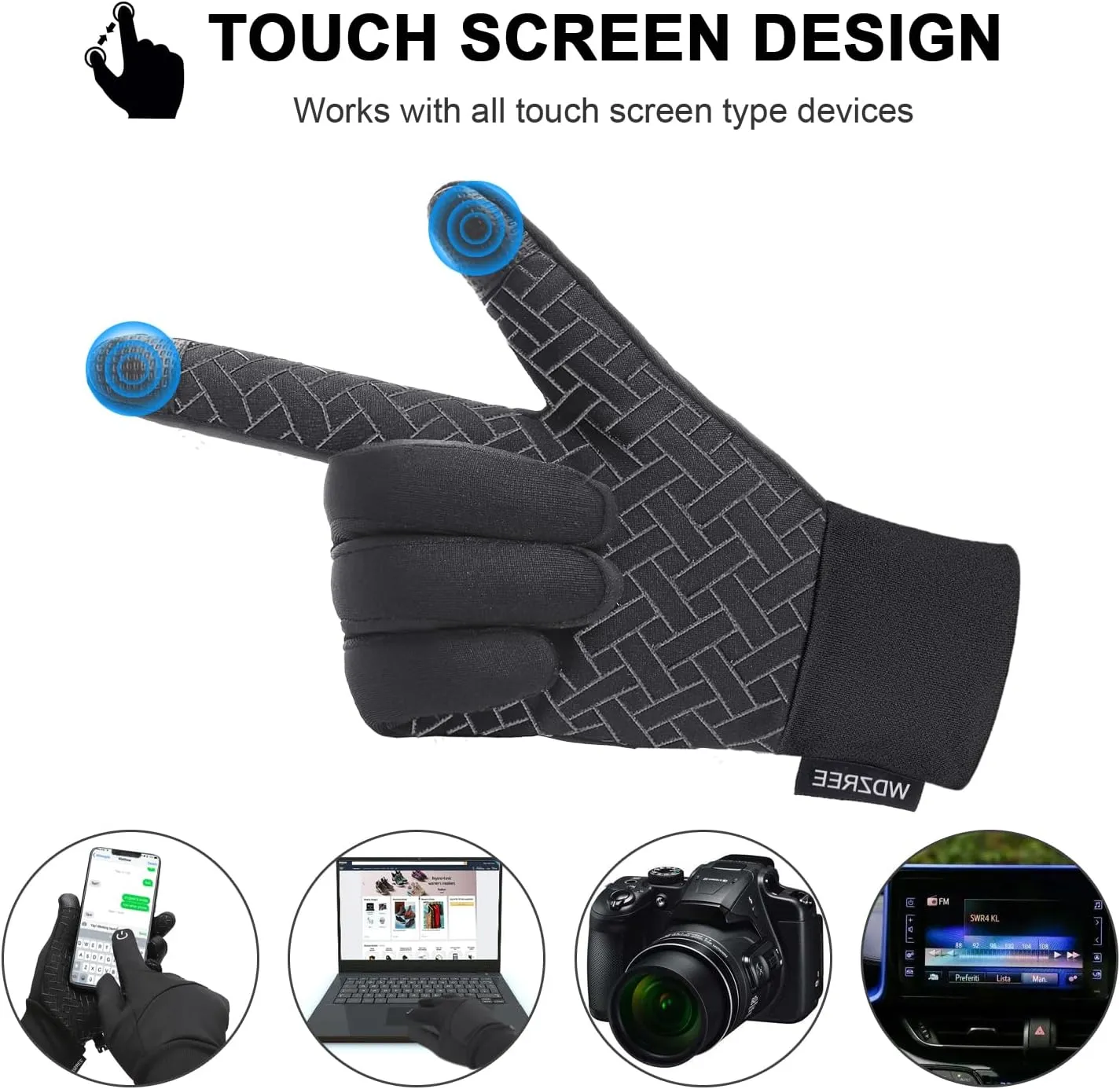 Winter Gloves for Men Women Thermal Touch Screen Water Resistant Windproof Anti Slip Palm Warm Glove for Cycling Running Biking Driving Hiking