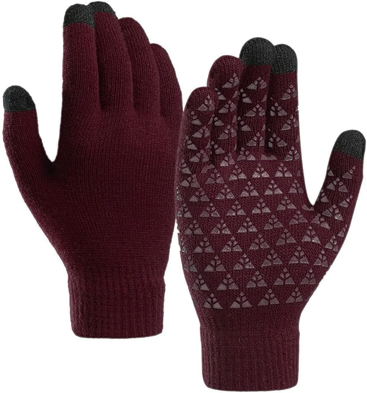 Winter Gloves Men,Full Fingers Touch Screen Thermal Knit Lining Warm Gloves for Cold Weather Kids Hiking Driving