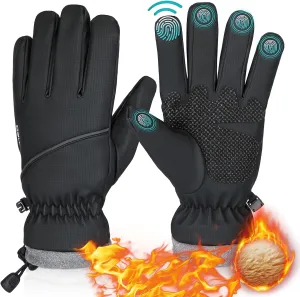 Winter Gloves Waterproof Windproof Thermal for Men Women, Ambidextrous Skiing Gloves for Cold Weather, Touch Screen, Grey