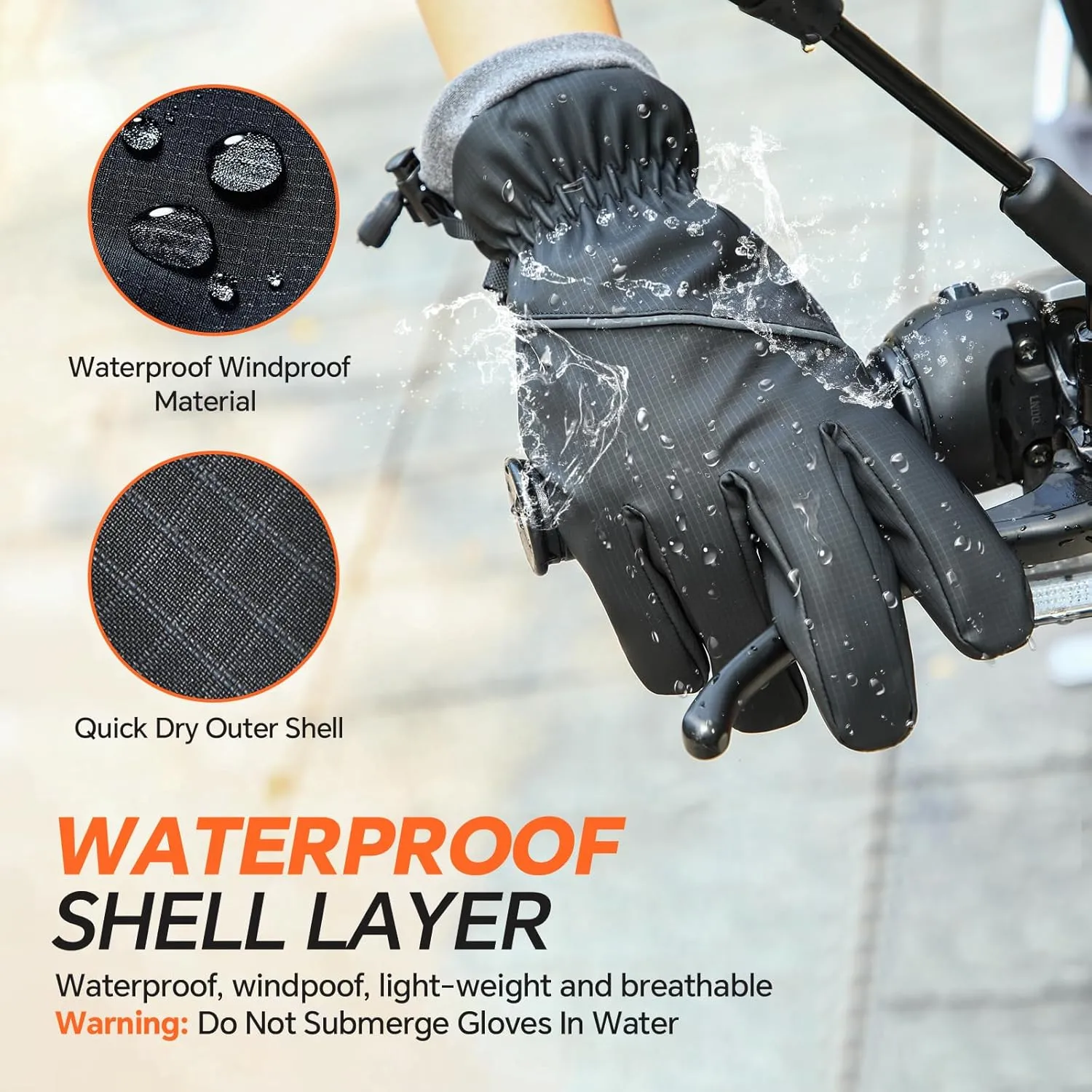 Winter Gloves Waterproof Windproof Thermal for Men Women, Ambidextrous Skiing Gloves for Cold Weather, Touch Screen, Grey