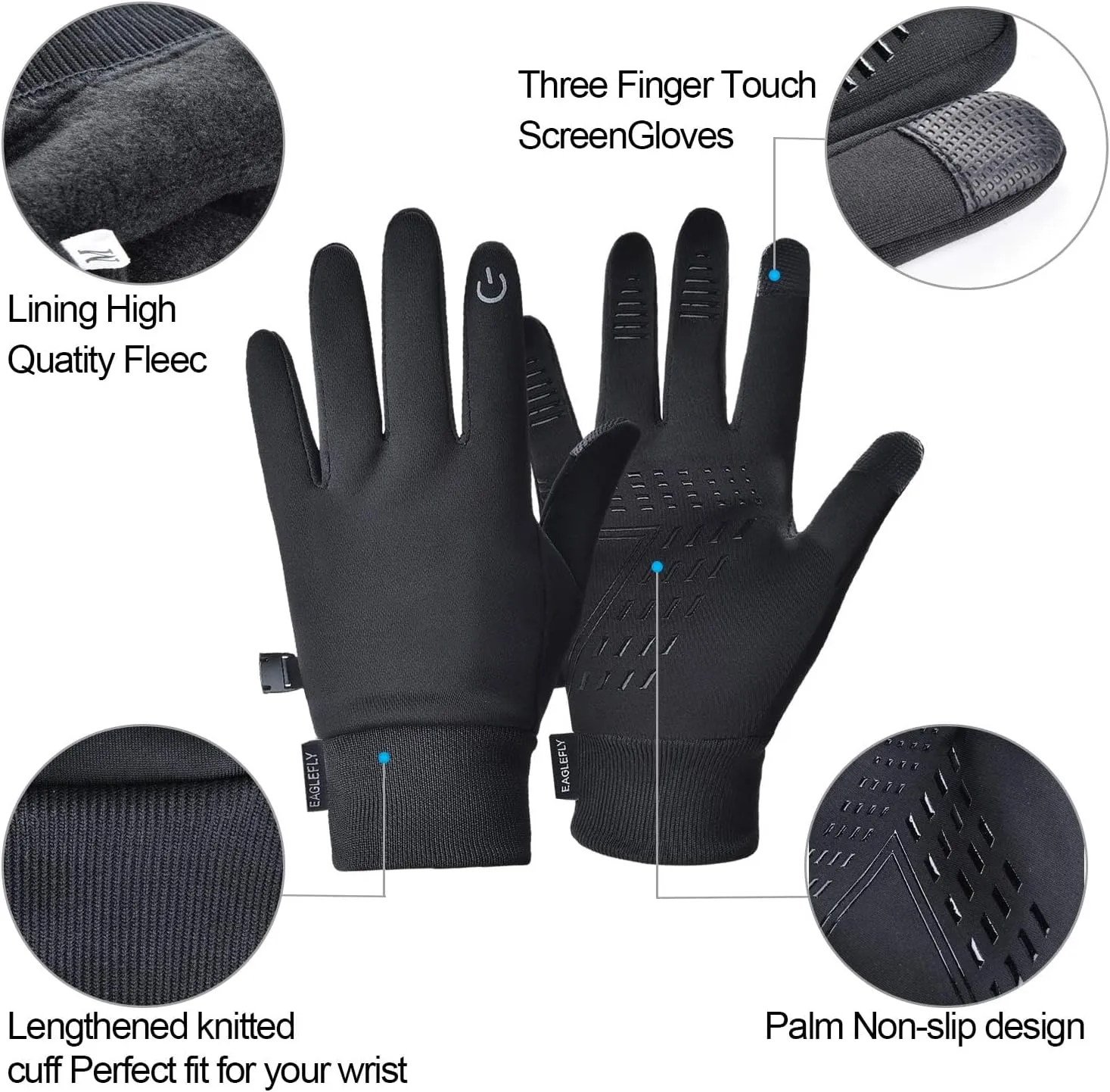 Winter Gloves Women Men Waterproof Warm Gloves with Touch Screen Fingers Thermal Glove for Men Women Running Riding Cycling Driving Windproof Water Resistant