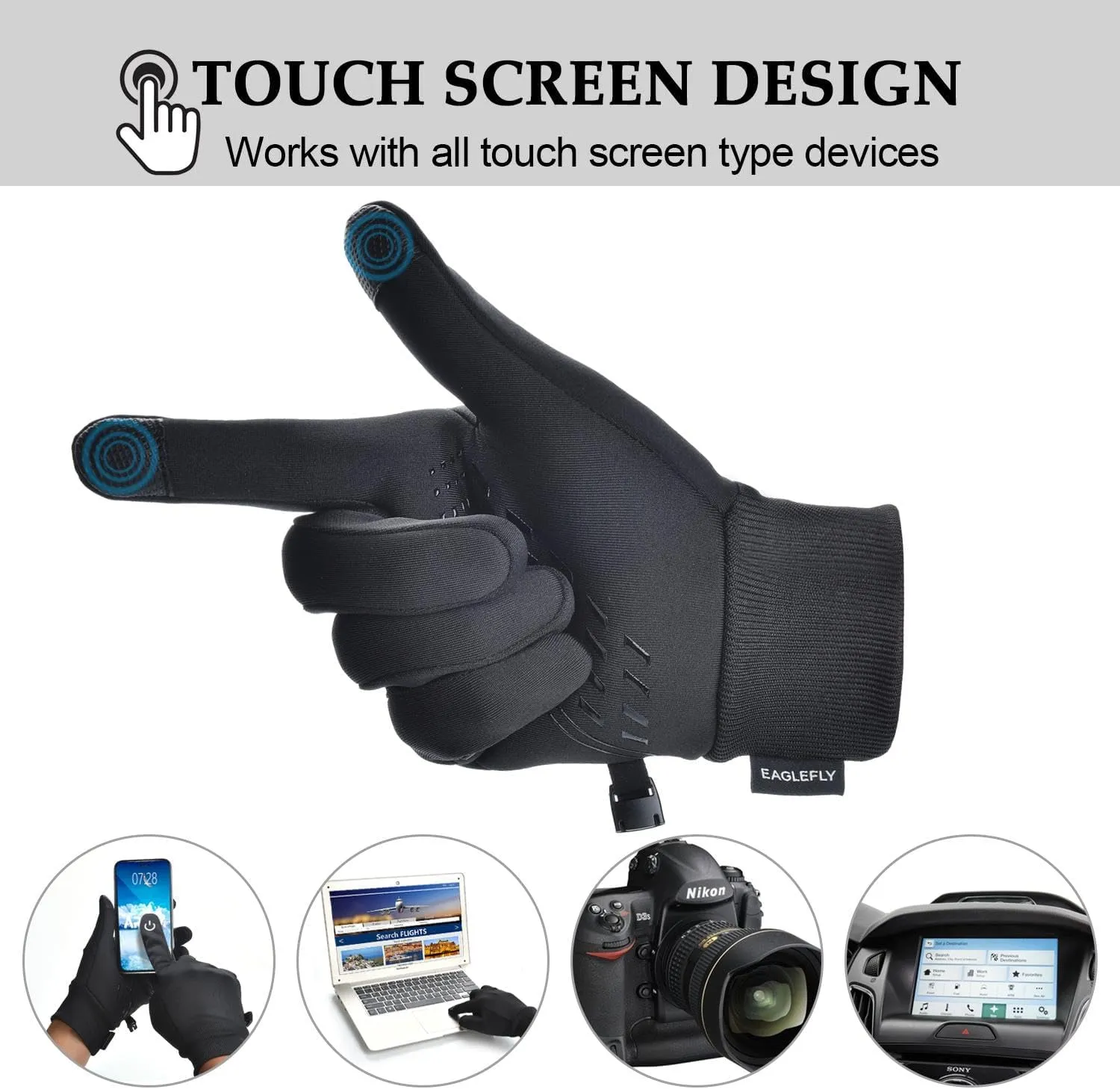 Winter Gloves Women Men Waterproof Warm Gloves with Touch Screen Fingers Thermal Glove for Men Women Running Riding Cycling Driving Windproof Water Resistant
