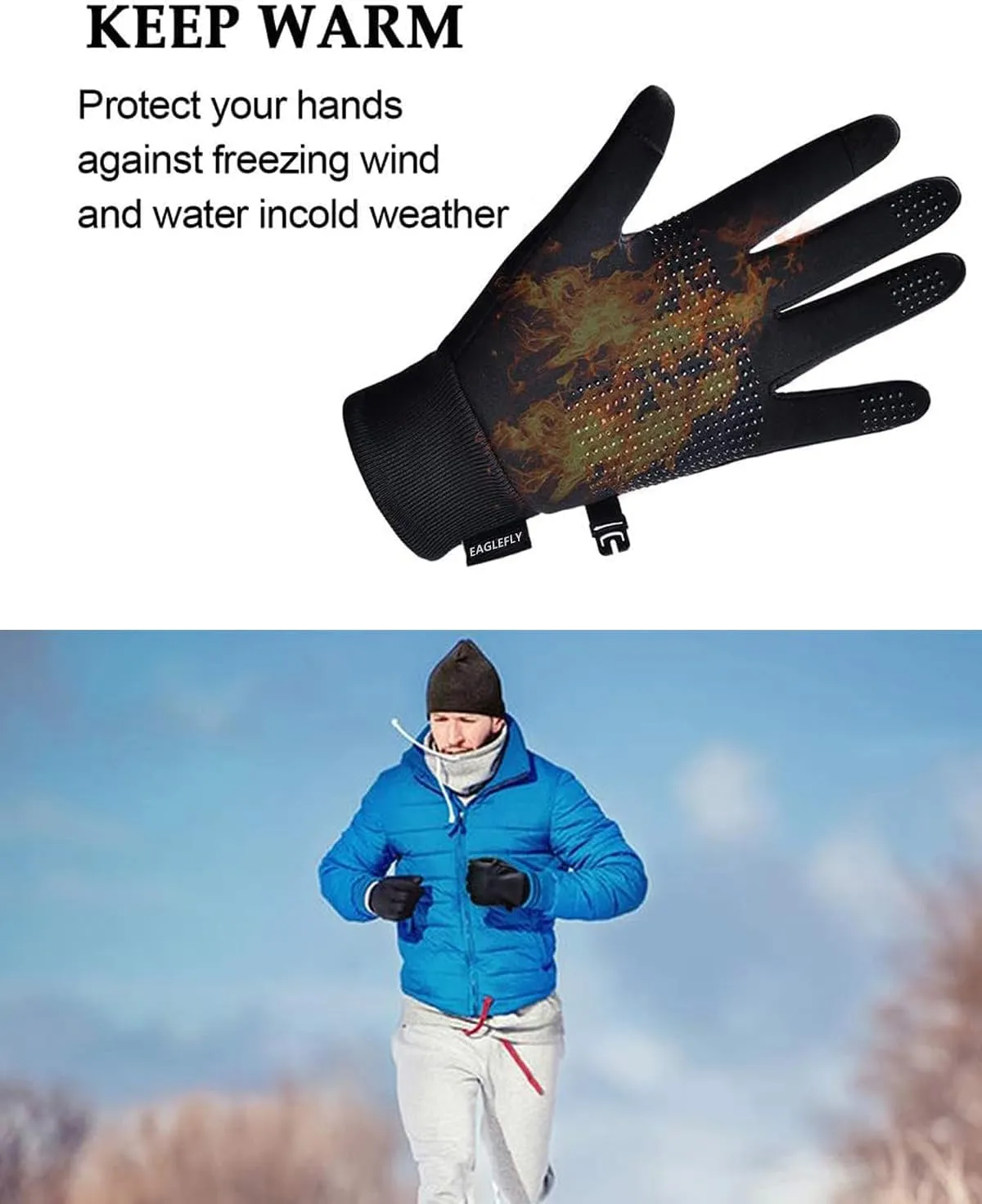 Winter Gloves Women Men Waterproof Warm Gloves with Touch Screen Fingers Thermal Glove for Men Women Running Riding Cycling Driving Windproof Water Resistant