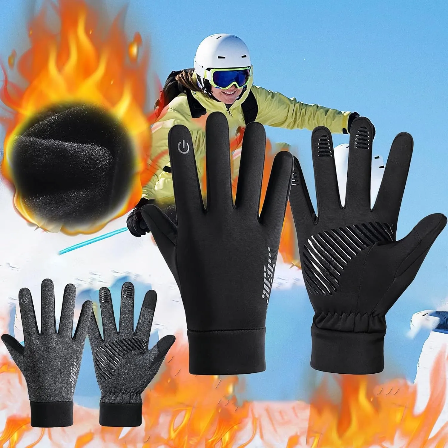 Winter Ski Snow Gloves for Men Women Touchscreen Windproof Hand Warming Gloves Winter Work Gloves