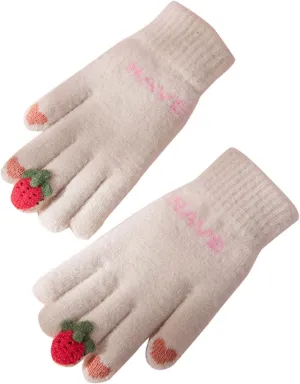 Winter Touchscreen Gloves for Women Warm Thermal Knit with Touchscreen Fingers Texting Elastic Cuff Glove