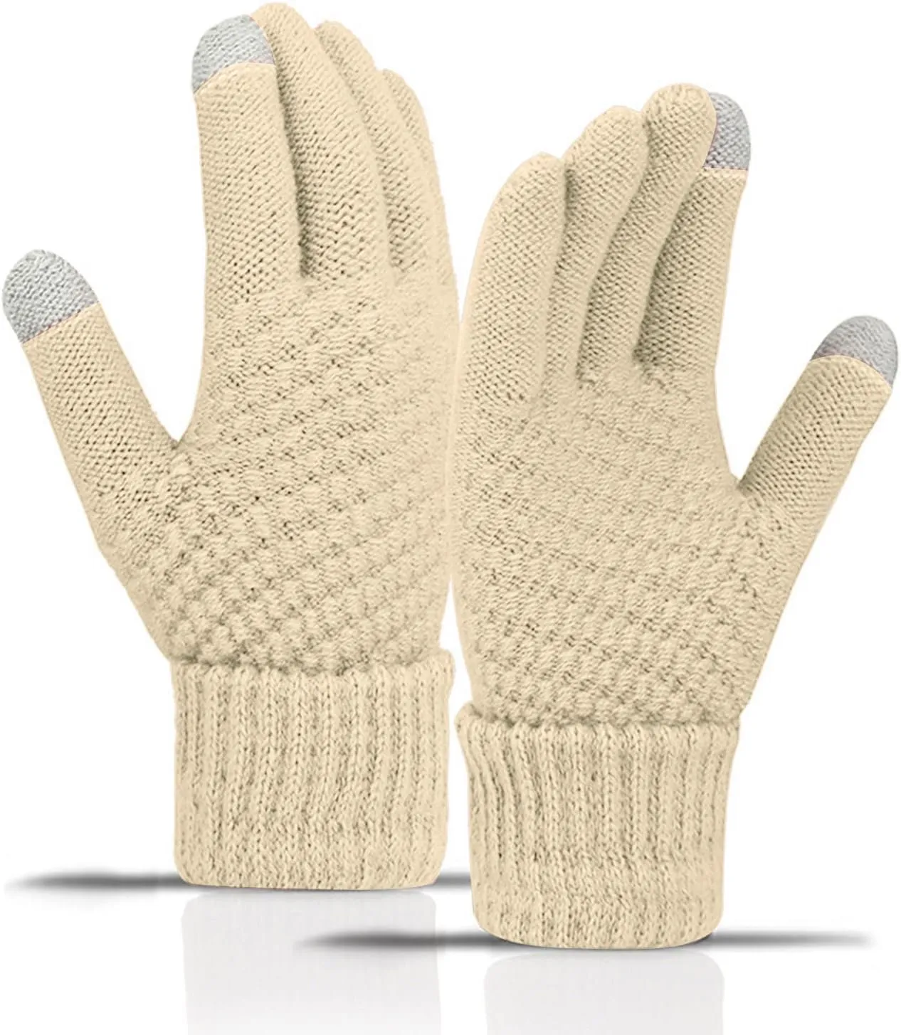 Winter Touchscreen Gloves Knit Warm Thick Thermal Soft Comfortable Wool Lined Elastic Cuff Texting for Women Men