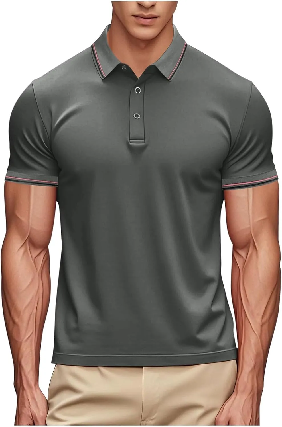 Women Button Up Collared Golf Polo Shirt Fashion Striped Trim Mesh Quick Dry T-Shirts Summer Short Sleeve Dressy Work Tops