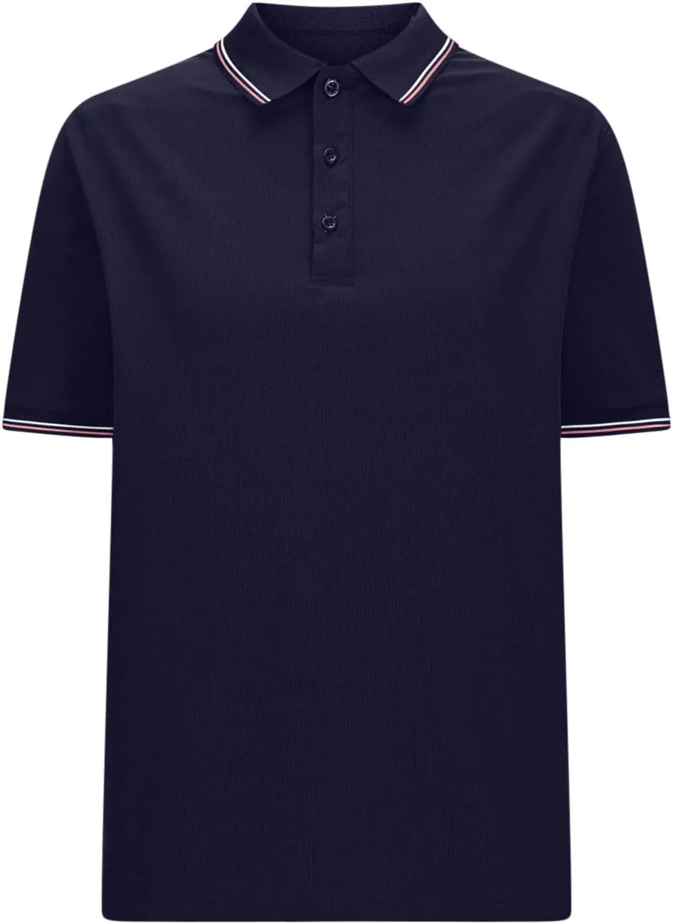 Women Button Up Collared Golf Polo Shirt Fashion Striped Trim Mesh Quick Dry T-Shirts Summer Short Sleeve Dressy Work Tops