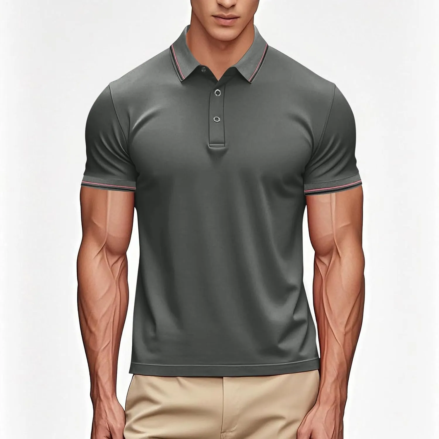 Women Button Up Collared Golf Polo Shirt Fashion Striped Trim Mesh Quick Dry T-Shirts Summer Short Sleeve Dressy Work Tops