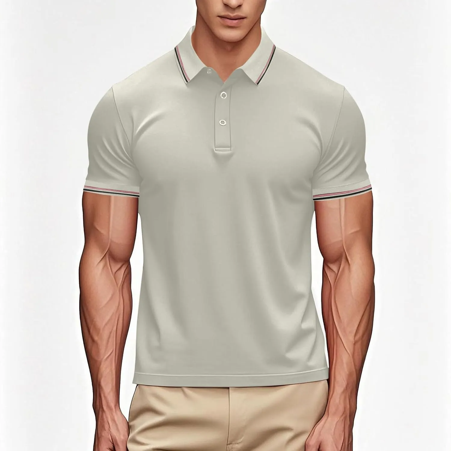 Women Button Up Collared Golf Polo Shirt Fashion Striped Trim Mesh Quick Dry T-Shirts Summer Short Sleeve Dressy Work Tops