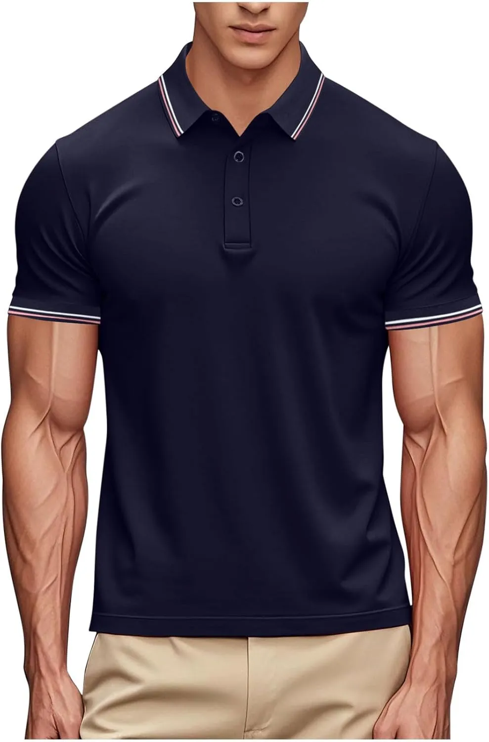 Women Button Up Collared Golf Polo Shirt Fashion Striped Trim Mesh Quick Dry T-Shirts Summer Short Sleeve Dressy Work Tops