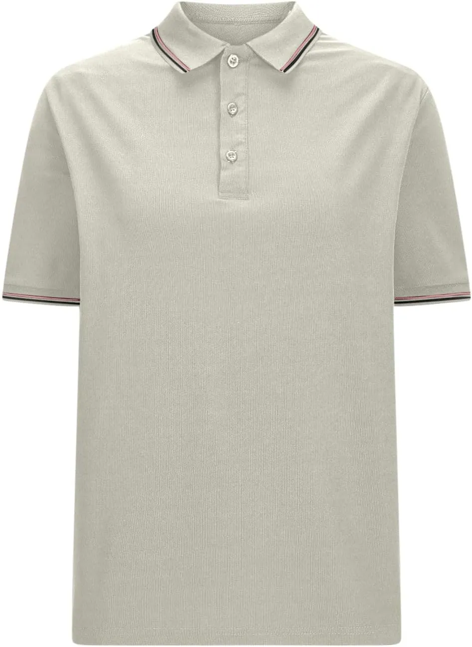 Women Button Up Collared Golf Polo Shirt Fashion Striped Trim Mesh Quick Dry T-Shirts Summer Short Sleeve Dressy Work Tops