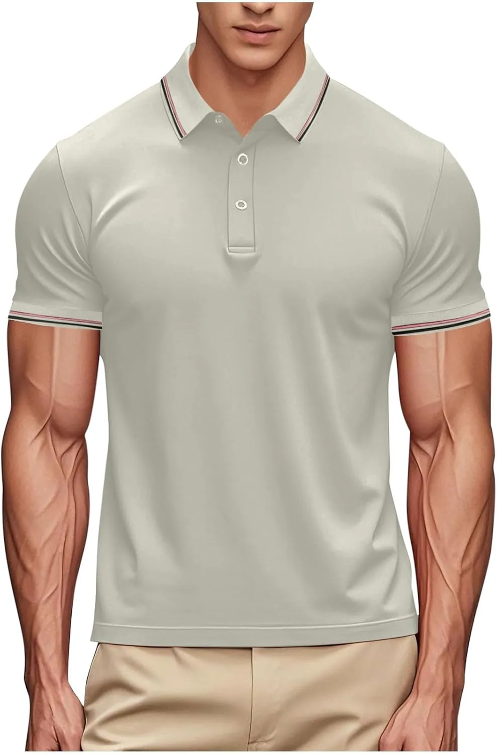 Women Button Up Collared Golf Polo Shirt Fashion Striped Trim Mesh Quick Dry T-Shirts Summer Short Sleeve Dressy Work Tops