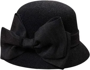 Women Colorful Big Brim Straw Bow Hat Floppy Wide Brim Hats Beach Sun Cap Bucket Hat Black