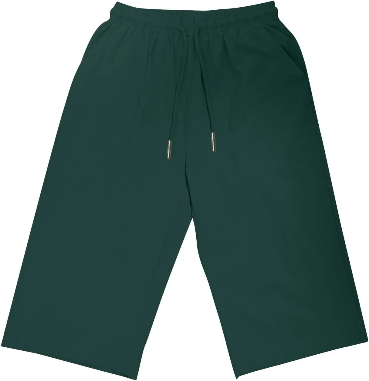 Women Cotton Linen Shorts Summer Knee Length Shorts High Waisted Bermuda Beach Capris Lounge Short Pant with Pocket