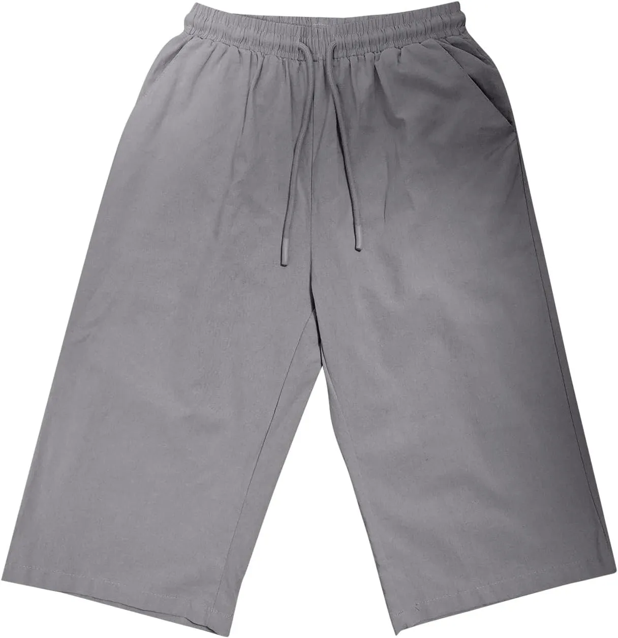 Women Cotton Linen Shorts Summer Knee Length Shorts High Waisted Bermuda Beach Capris Lounge Short Pant with Pocket