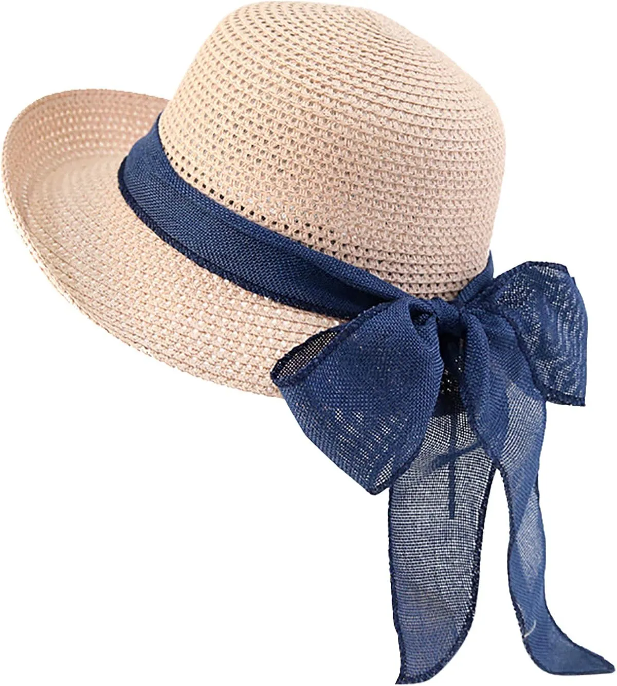 Women Floppy Sun Hats Fashionable Summer Wide Brim Cap Beach Straw Hat UPF50 Travel Packable Roll Up Havana Hat