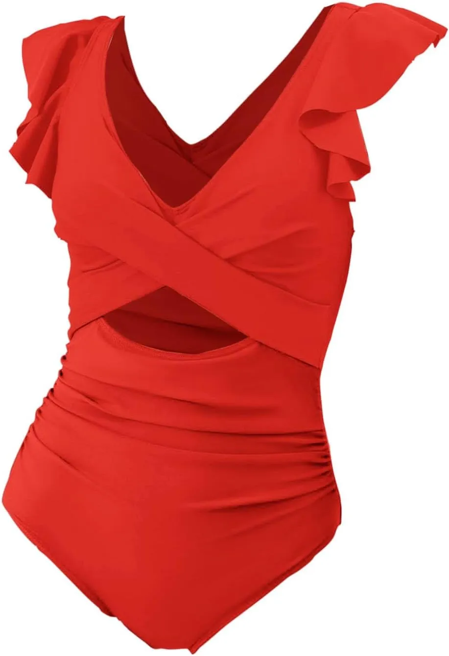 Women Sexy Mesh Tummy Control Swimsuit Knit Square Neck Tied Strappy Swimsuit with Swimsuit Halter Retro Bathing