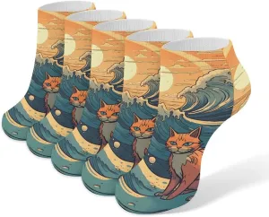 Women Socks Anime Style Cat Printed Christmas Socks Ankle Socks Athletic Socks Slipper Socks No Show Socks