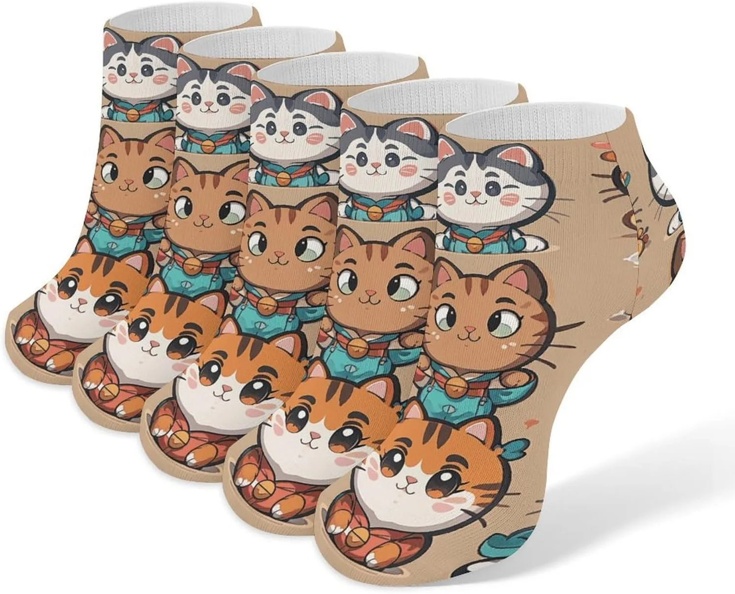 Women Socks Many Cartoon Cats Printed Christmas Socks Ankle Socks Athletic Socks Slipper Socks No Show Socks