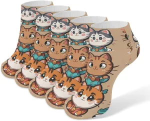 Women Socks Many Cartoon Cats Printed Christmas Socks Ankle Socks Athletic Socks Slipper Socks No Show Socks