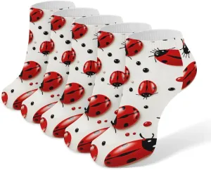 Women Socks Red Ladybug Printed Christmas Socks Ankle Socks Athletic Socks Slipper Socks No Show Socks