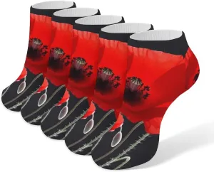 Women Socks Red Poppy Flower Printed Christmas Socks Ankle Socks Athletic Socks Slipper Socks No Show Socks