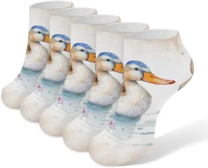 Women Socks Watercolor Duck Printed Christmas Socks Ankle Socks Athletic Socks Slipper Socks No Show Socks