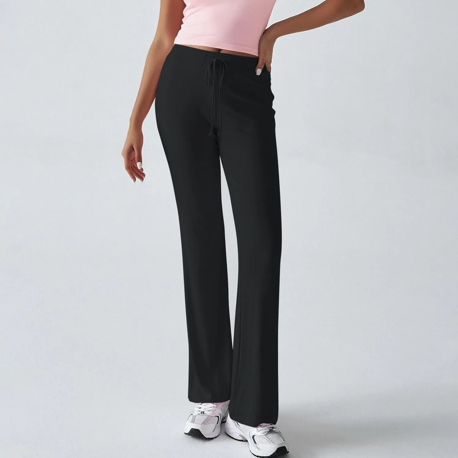 Women Sweatpants Drawstring High Waisted Yoga Pants Flowy Stretchy Baggy Sweatpants Lightweight Lounge Pants