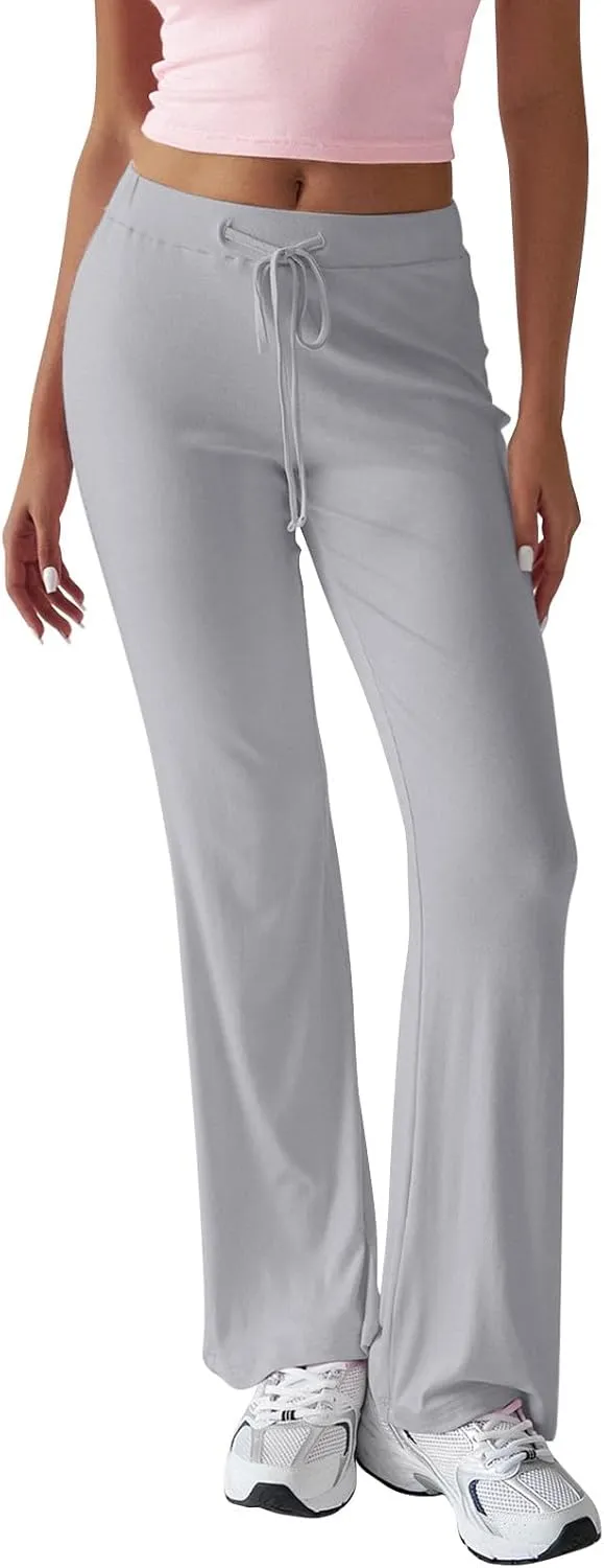 Women Sweatpants Drawstring High Waisted Yoga Pants Flowy Stretchy Baggy Sweatpants Lightweight Lounge Pants
