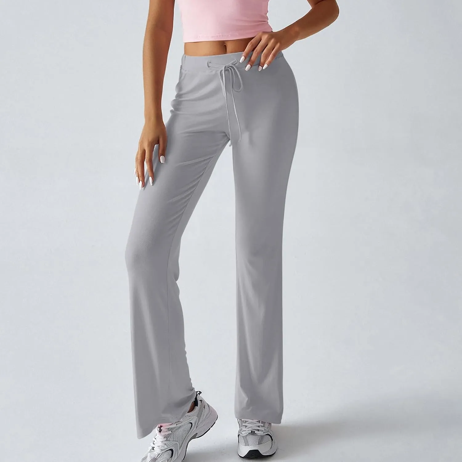 Women Sweatpants Drawstring High Waisted Yoga Pants Flowy Stretchy Baggy Sweatpants Lightweight Lounge Pants