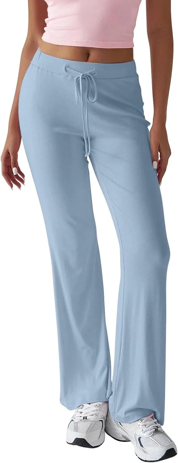 Women Sweatpants Drawstring High Waisted Yoga Pants Flowy Stretchy Baggy Sweatpants Lightweight Lounge Pants