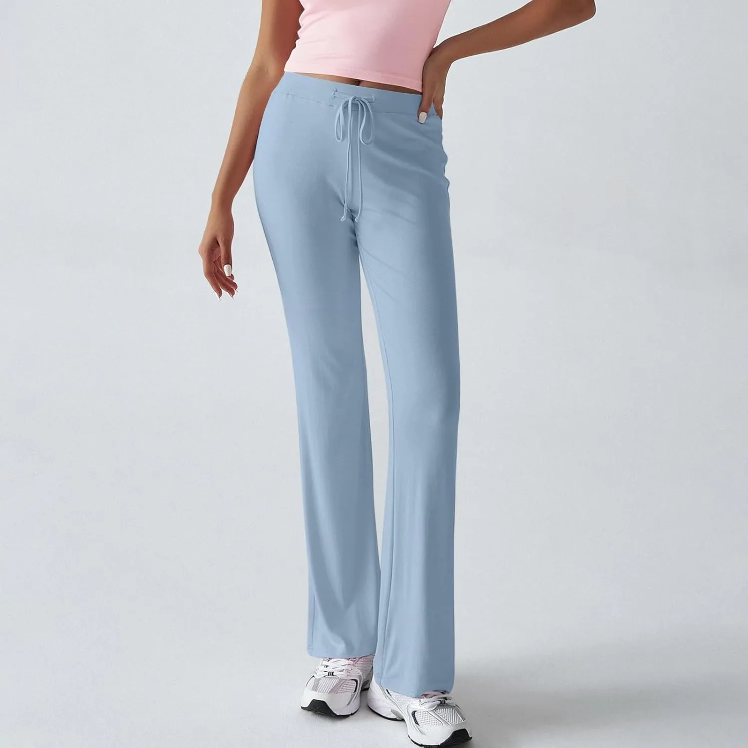 Women Sweatpants Drawstring High Waisted Yoga Pants Flowy Stretchy Baggy Sweatpants Lightweight Lounge Pants