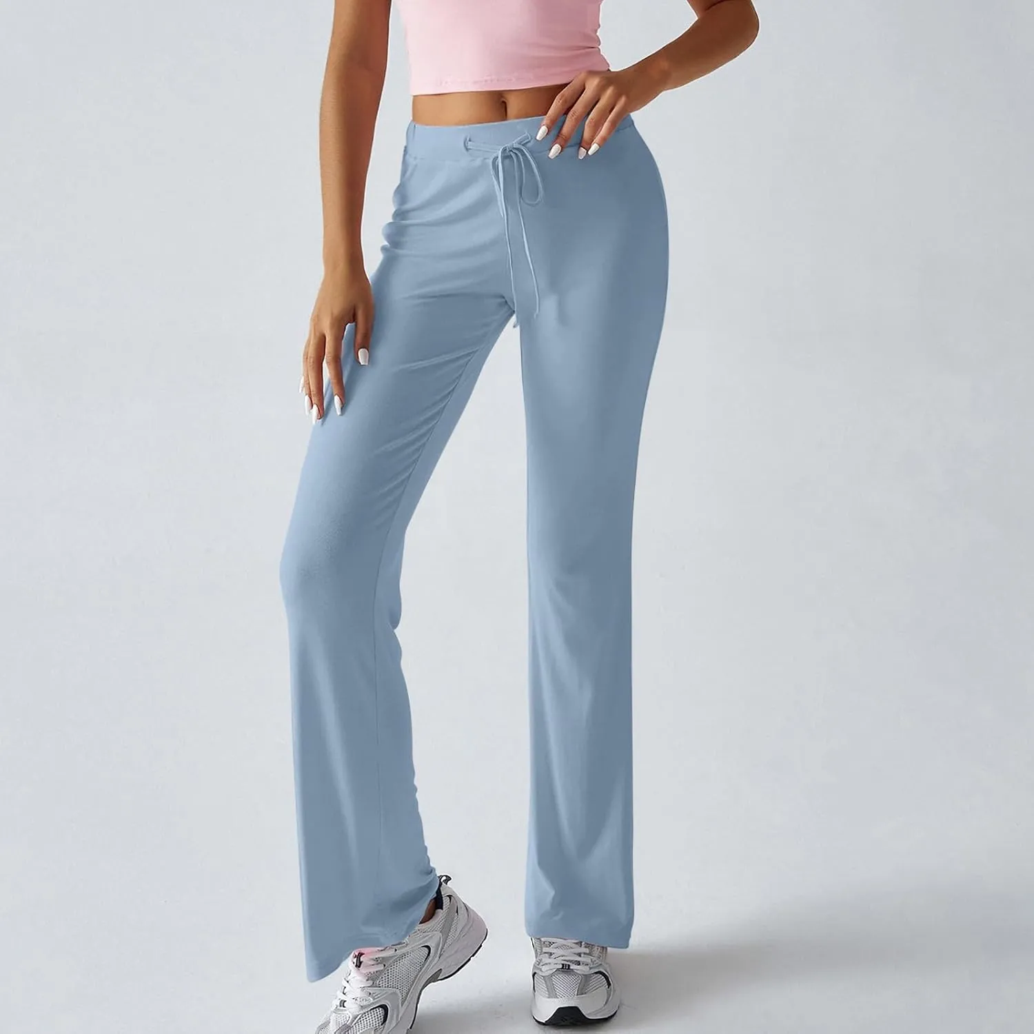 Women Sweatpants Drawstring High Waisted Yoga Pants Flowy Stretchy Baggy Sweatpants Lightweight Lounge Pants