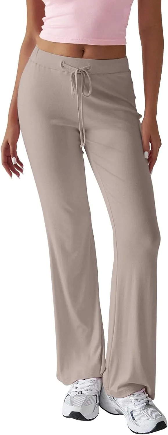 Women Sweatpants Drawstring High Waisted Yoga Pants Flowy Stretchy Baggy Sweatpants Lightweight Lounge Pants