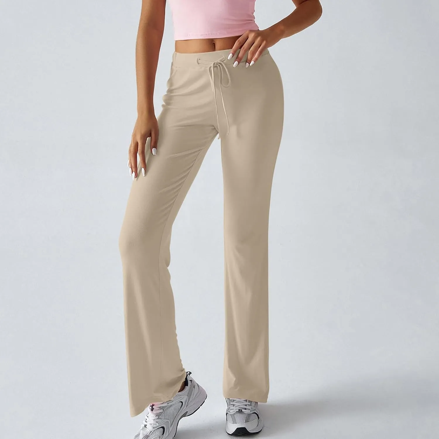Women Sweatpants Drawstring High Waisted Yoga Pants Flowy Stretchy Baggy Sweatpants Lightweight Lounge Pants