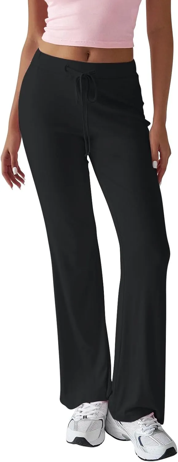 Women Sweatpants Drawstring High Waisted Yoga Pants Flowy Stretchy Baggy Sweatpants Lightweight Lounge Pants
