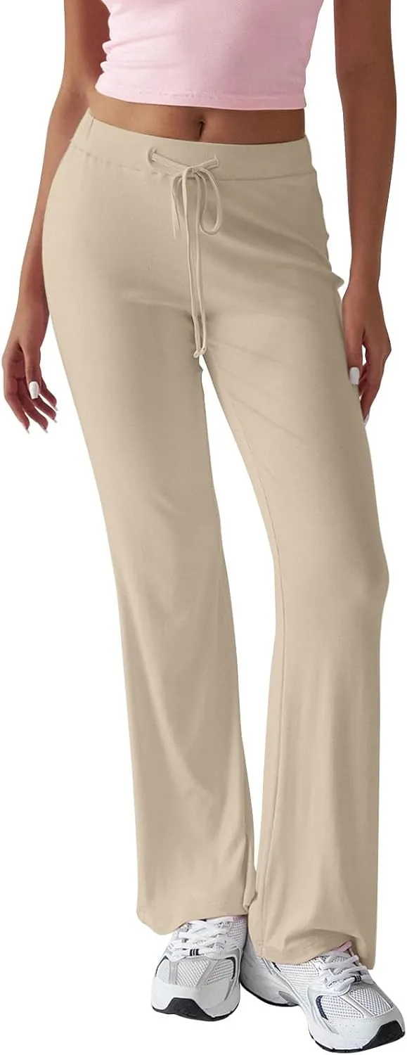 Women Sweatpants Drawstring High Waisted Yoga Pants Flowy Stretchy Baggy Sweatpants Lightweight Lounge Pants