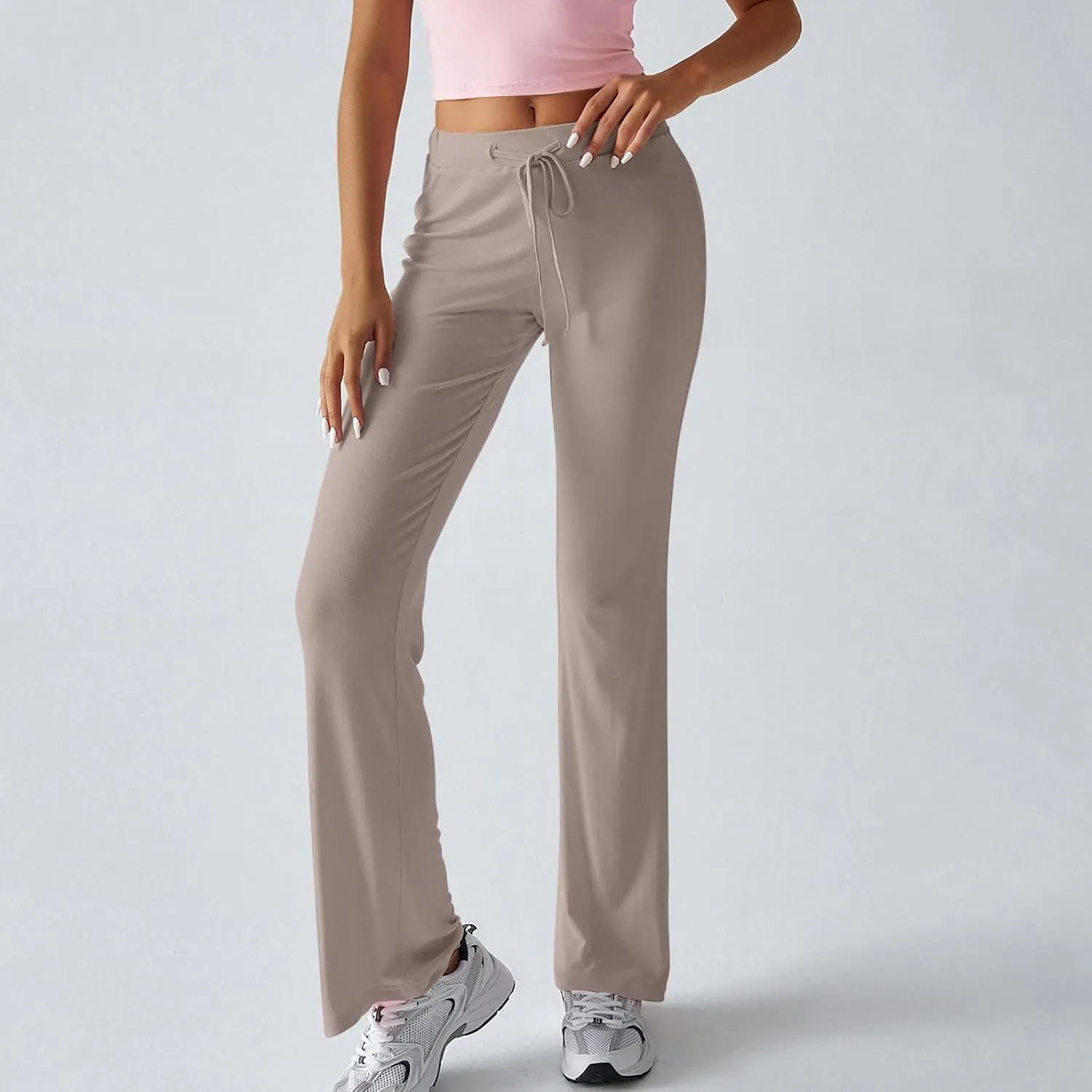 Women Sweatpants Drawstring High Waisted Yoga Pants Flowy Stretchy Baggy Sweatpants Lightweight Lounge Pants