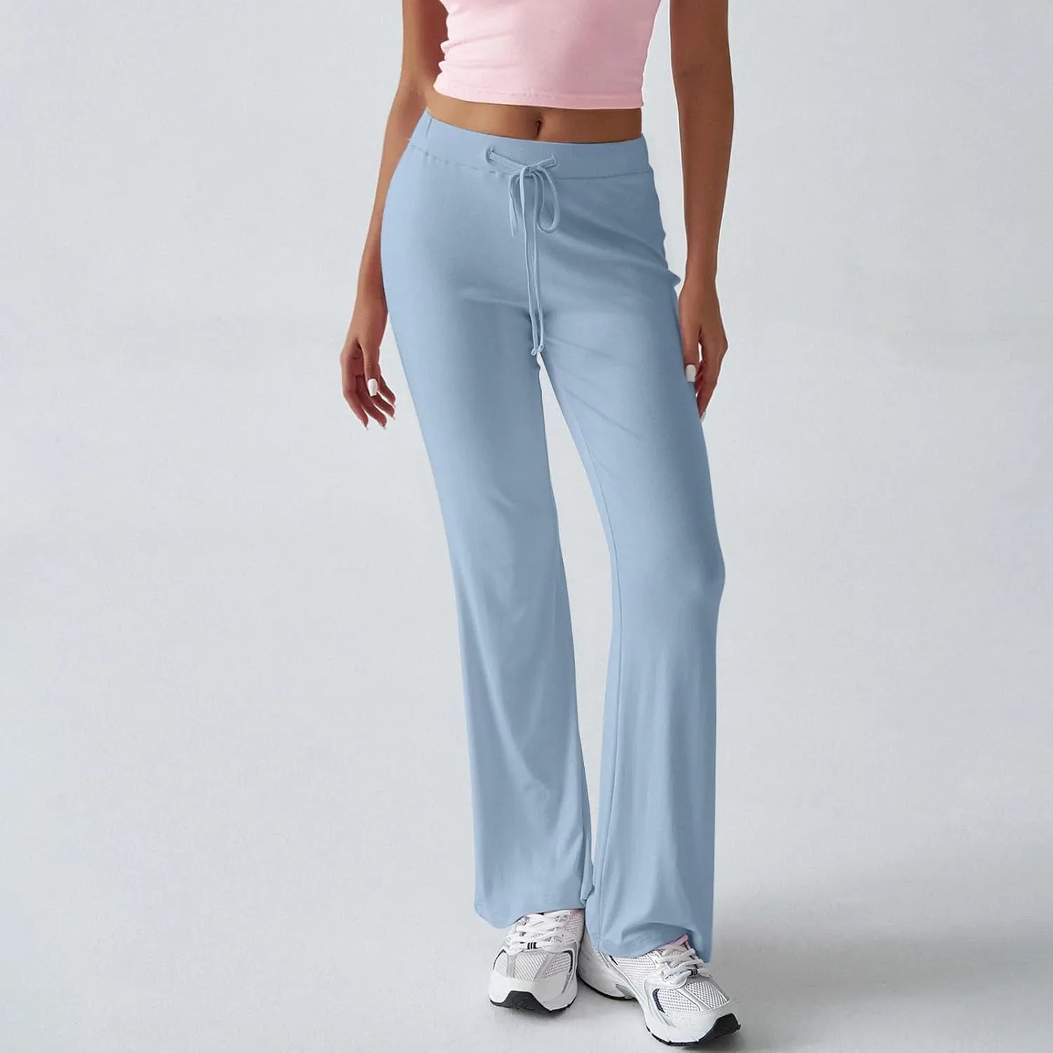 Women Sweatpants Drawstring High Waisted Yoga Pants Flowy Stretchy Baggy Sweatpants Lightweight Lounge Pants