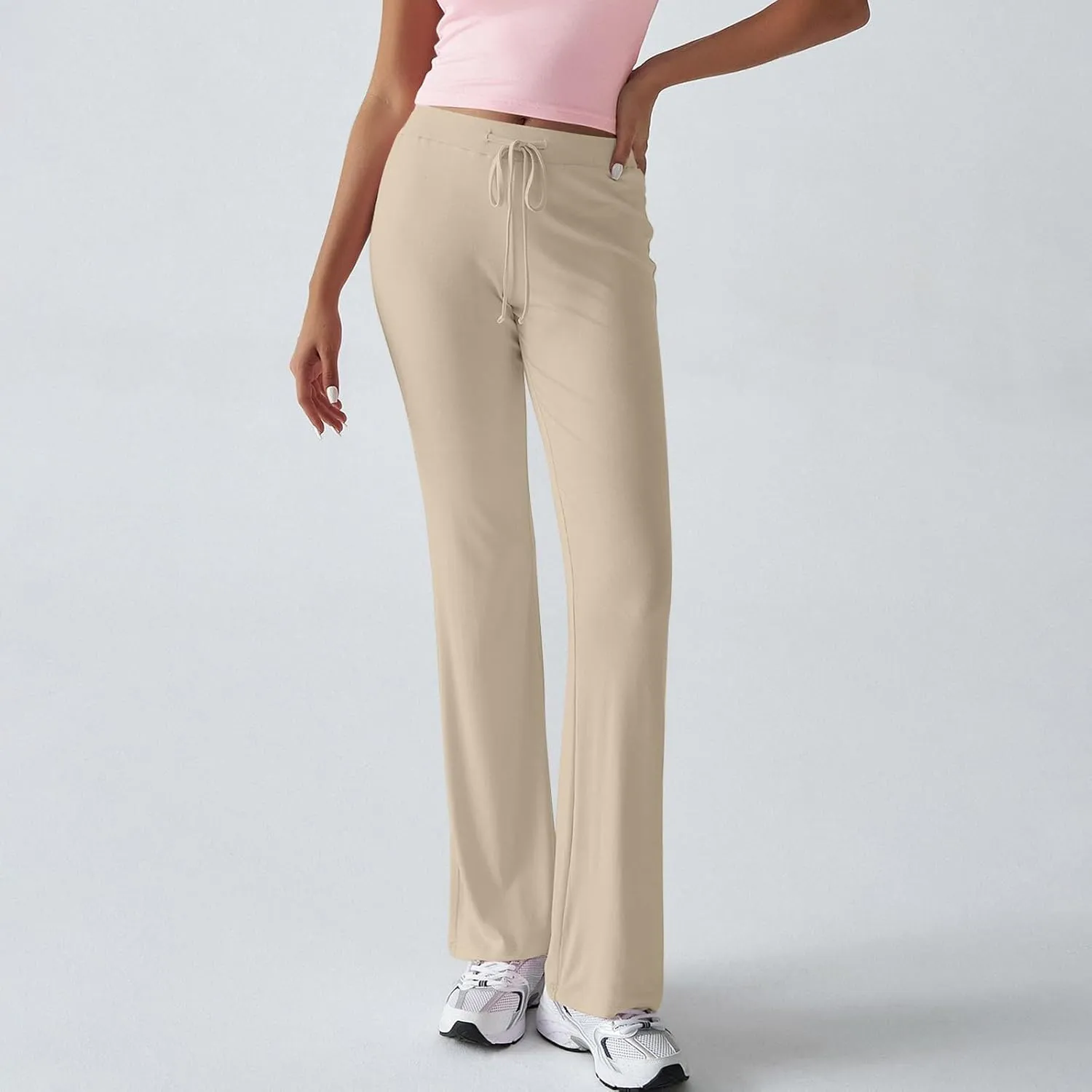 Women Sweatpants Drawstring High Waisted Yoga Pants Flowy Stretchy Baggy Sweatpants Lightweight Lounge Pants